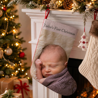 Petite Chaussette De Noël Photo du premier Noël de bébé