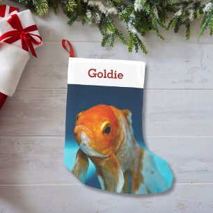 Petite Chaussette De Noël Photo et nom personnalisé de l'amoureux des poiss