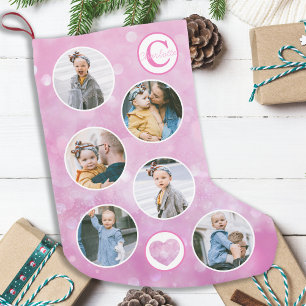 Petite Chaussette De Noël Photo personnalisée Bébé rose