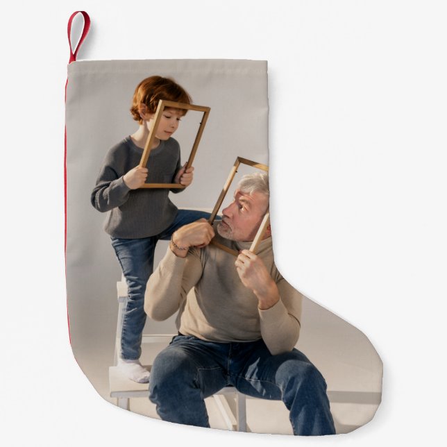 Petite Chaussette De Noël Photo personnalisée Stockage de Noël (Devant)