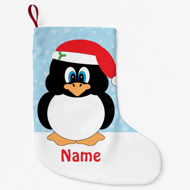 Petite Chaussette De Noël Pingouin de Noël personnalisé (Devant)