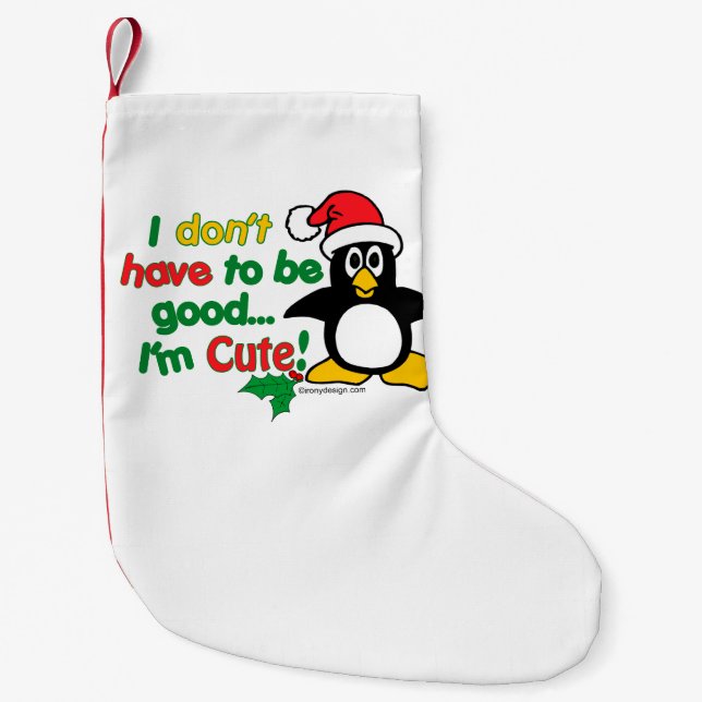 Petite Chaussette De Noël Pingouin drôle de Noël je suis mignon ! (Devant)
