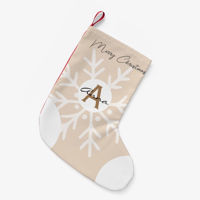 Petite Chaussette De Noël Pink pastel monogrammed stylish script moderne mig (Devant (Accrochage))