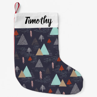 Petite Chaussette De Noël Pins À feuillage persistant dessinés à la main dan