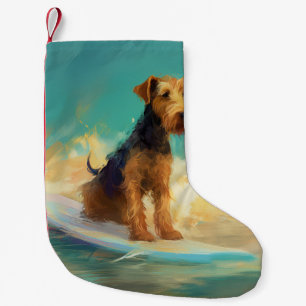 Petite Chaussette De Noël Plage d'Airedale Surfing Painting