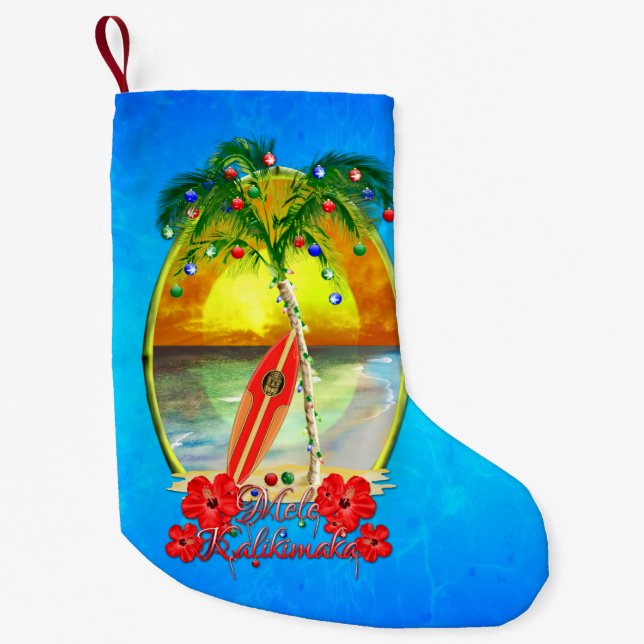 Petite Chaussette De Noël Plage Mele Kalikimaka (Devant)