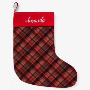 Petite Chaussette De Noël Plaid écossais tartan rouge classique noir
