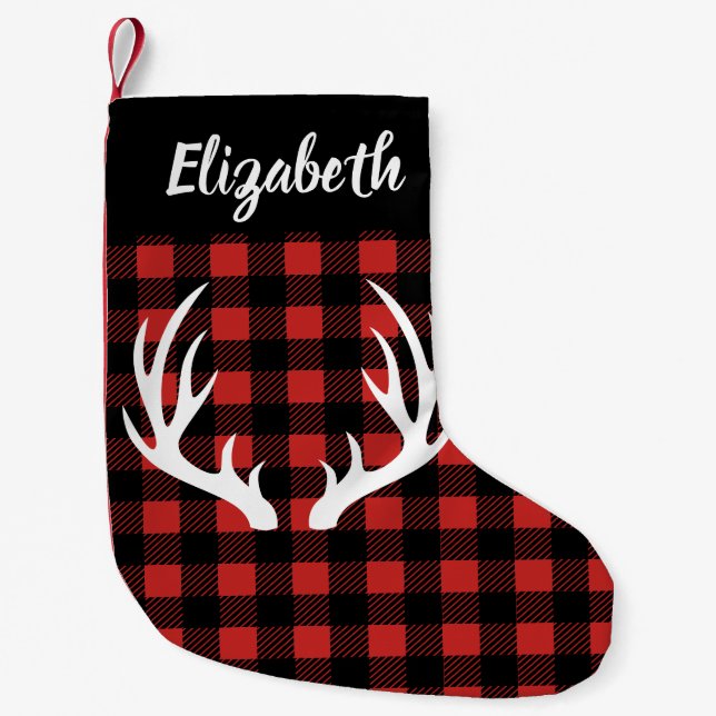 Petite Chaussette De Noël Plaid rustique de contrôle de Buffalo et (Devant)