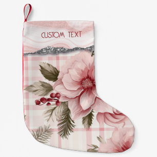 Petite Chaussette De Noël Plat floral Pastel rose Noël