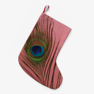 Petite Chaussette De Noël Plume rose de paon