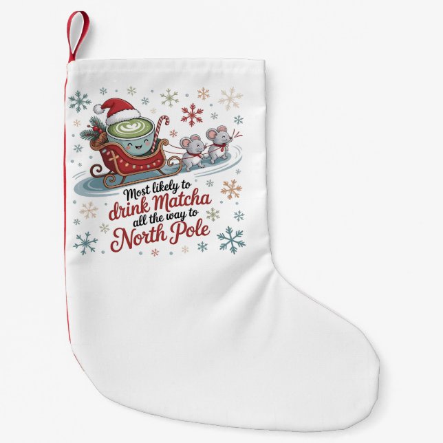Petite Chaussette De Noël Plus susceptibles de boire Matcha tout le chemin N (Devant)