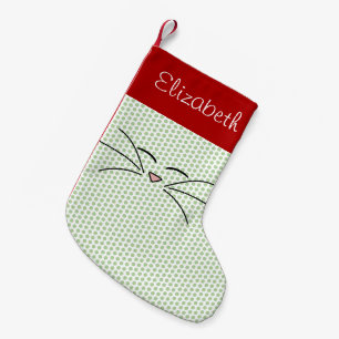 Petite Chaussette De Noël Poignée personnalisée à visage kitté