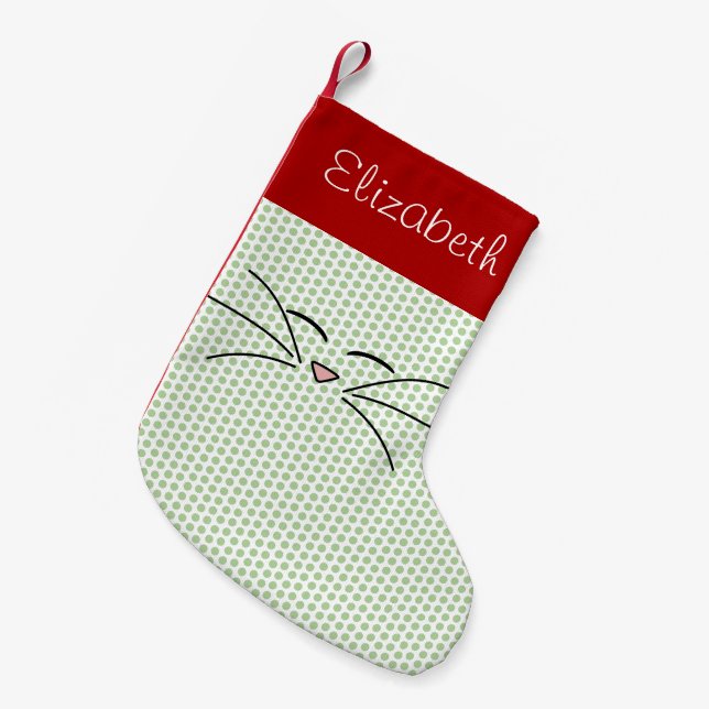 Petite Chaussette De Noël Poignée personnalisée à visage kitté (Devant (Accrochage))