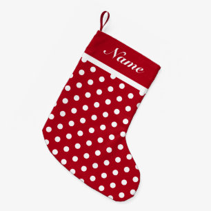 Petite Chaussette De Noël Points blancs Red Christmas Stocker Nom personnali