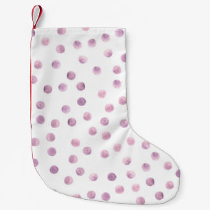 Petite Chaussette De Noël Pois aquarelle, arrière - plan géométrique rose.