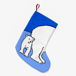 Petite Chaussette De Noël Polar Bear Mom and Cub Peinture - Wildlife Art