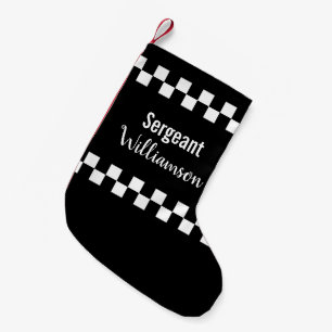 Petite Chaussette De Noël Police Sergeant noir et blanc tableau de contrôle