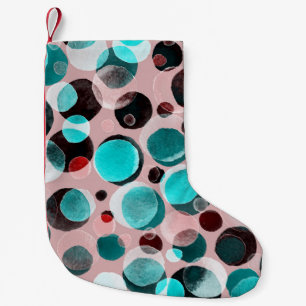 Petite Chaussette De Noël Polka point aquarelle, motif abstrait.
