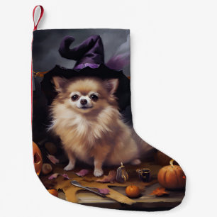 Petite Chaussette De Noël Pomeranian Citrouilles Halloween Épouvantable