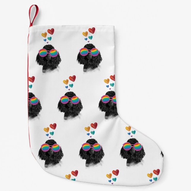 Petite Chaussette De Noël Poodle Dog with Hearts Saint-Valentin (Devant)