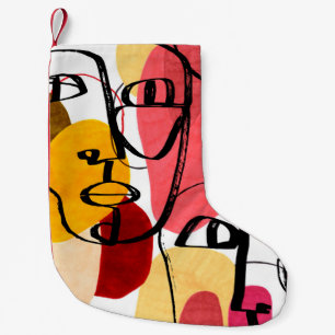 Petite Chaussette De Noël Portraits d'une femme au style abstrait moderne. H
