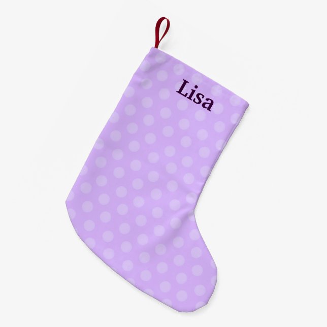 Petite Chaussette De Noël Pot de Noël personnalisé Polka violet (Devant (Accrochage))