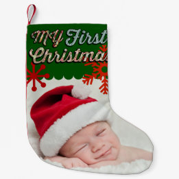 Petite Chaussette De Noël PREMIÈRE PHOTO DE Noël DU Bébé STOCKING