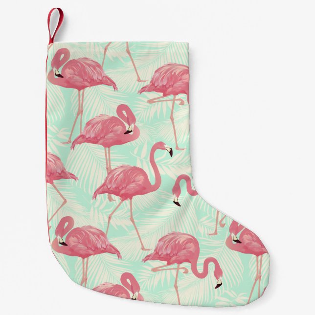 Petite Chaussette De Noël Preppy Chic Elegant Pink Flamingo Motif (Devant)