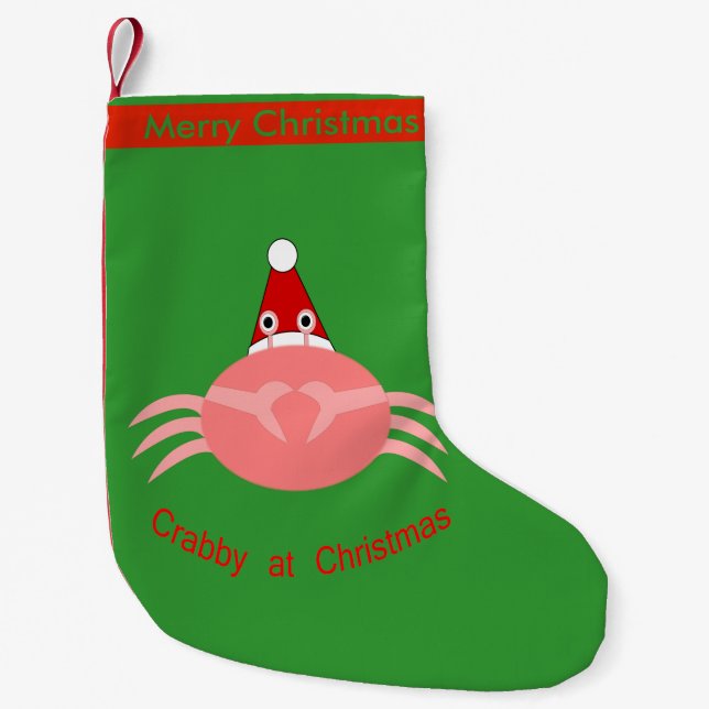 Petite Chaussette De Noël Prise personnalisée de crabe de Noël (Devant)