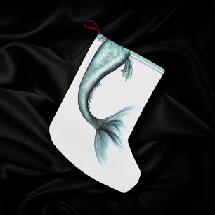 Petite Chaussette De Noël Queue Mermaid Luxe   Monnaie de mer vert Aqua Shee