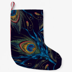 Petite Chaussette De Noël Queues de paons vectorielles. Plumes de paon brode