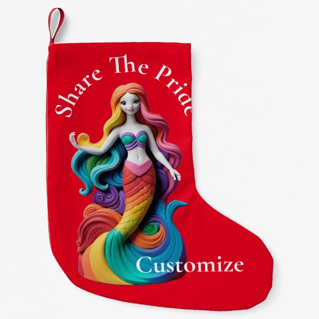 Petite Chaussette De Noël Rainbow Pride Sirène Thunder_Cove (Devant)