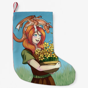 Petite Chaussette De Noël Rassembler les fleurs avec un dragon