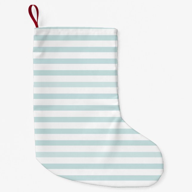 Petite Chaussette De Noël Rayure horizontale de lt Blue et blanc (Devant)