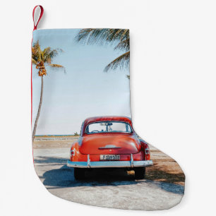Petite Chaussette De Noël Re coléoptère à côté des cocotiers