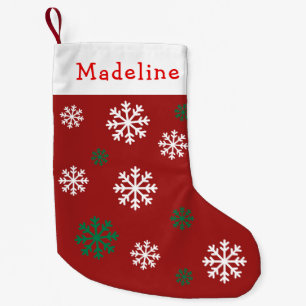 Petite Chaussette De Noël Red Green Snow Flakes Nom mignon