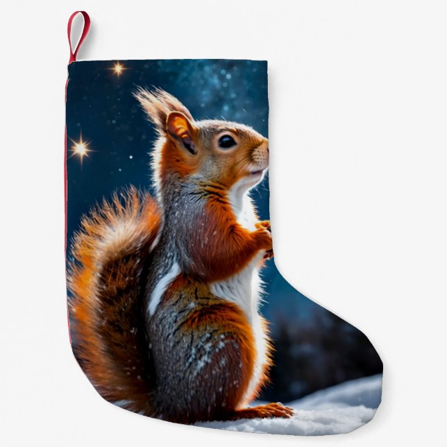 Petite Chaussette De Noël Red Squirrel in the Snow (Devant)