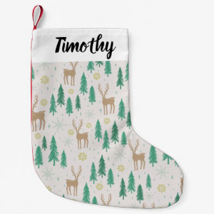 Petite Chaussette De Noël Reindeer de Noël dans la forêt À feuillage persist
