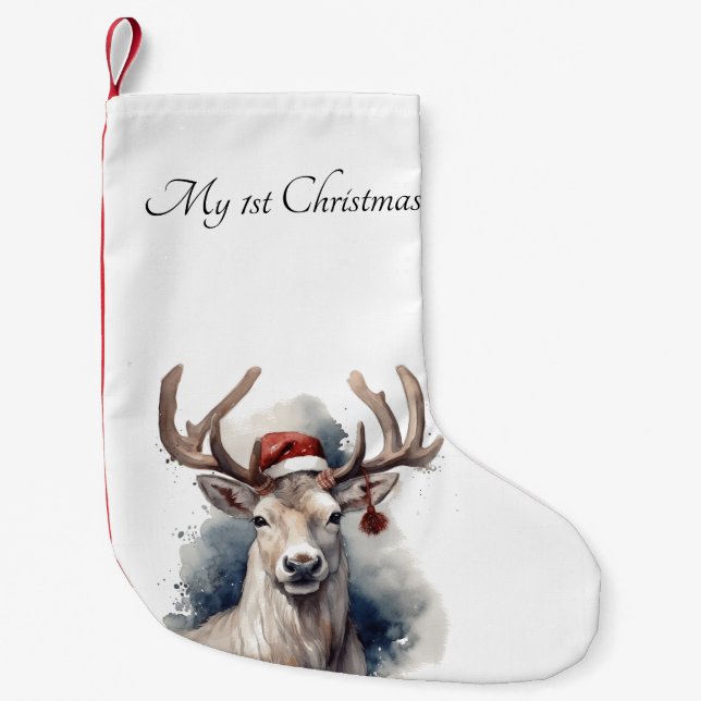 Petite Chaussette De Noël Reindeer de Noël, personnalisable (Devant)