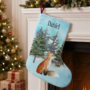 Petite Chaussette De Noël Renard de la forêt personnalisé pour Noël