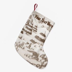 Petite Chaussette De Noël renards et lapins mignons jouant sur la scène de 
