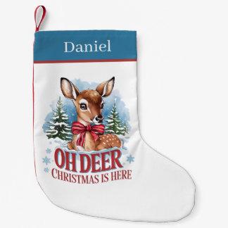Petite Chaussette De Noël Renne de Noël festif ajouter un nom 
