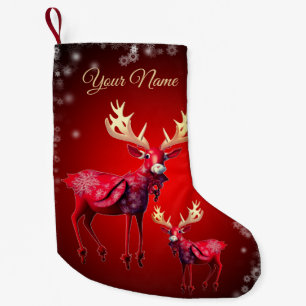 Petite Chaussette De Noël Renne Rouge Nom Vacances d'Hiver