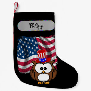 Petite Chaussette De Noël réserve de Noël de hibou patriotique