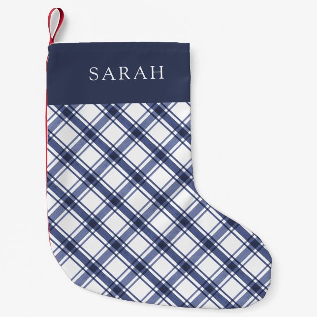 Petite Chaussette De Noël Réservoir de Noël bleu et blanc (Devant)