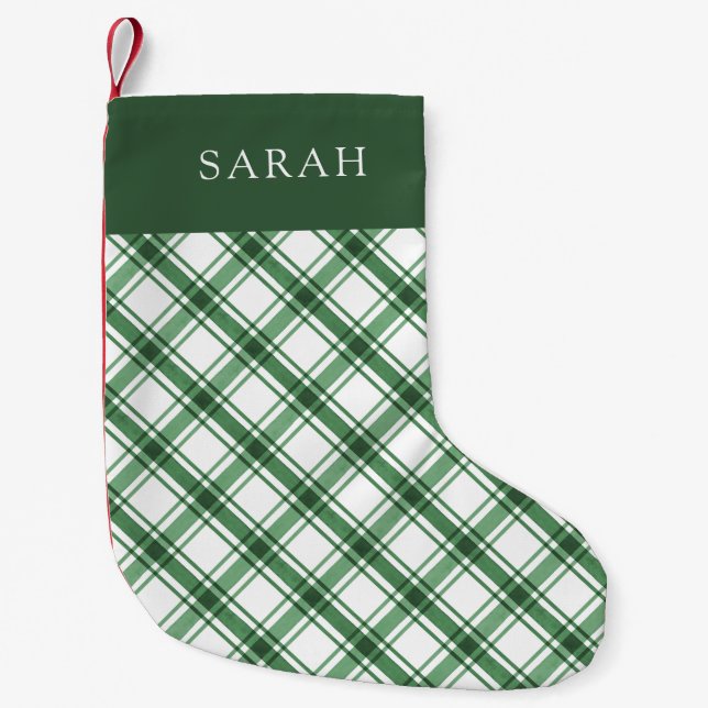 Petite Chaussette De Noël Réservoir de Noël vert et blanc (Devant)