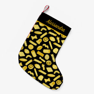 Petite Chaussette De Noël Restaurant Italien Pâtes Mosquées Noir