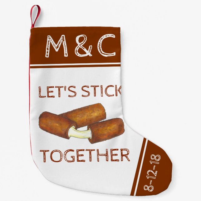 Petite Chaussette De Noël Restons ensemble Mozzarella Fromage Couples (Devant)