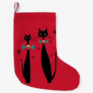 Petite Chaussette De Noël Retro Atomique Moyen Siècle Moderne MCM Cool Chat