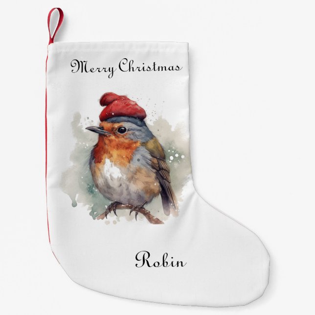 Petite Chaussette De Noël Robin Winter Delight, sur mesure (Devant)